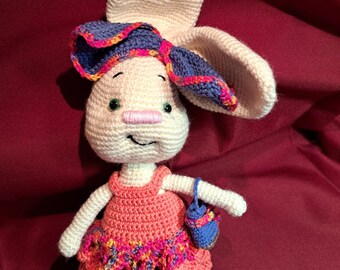 Häkelhase, Häkelfigur, Häkeltier, Kuschelhase, Hasenmädchen gehäkelt