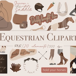 Girls Horse Riding Clip Art, Équitation, Chevaux Clipart, Horse Lovers Gift Ideas, Sublimation PNG , Flatlay Icons, Planner Stickers