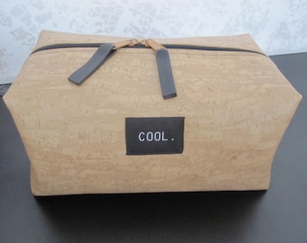 Box Bag, cork faux leather, camouflage inside