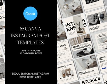 SEOUL Editorial Instagram Post Templates  | 65 Instagram Templates | Canva Instagram Template | Canva Instagram Templates | Modern Template