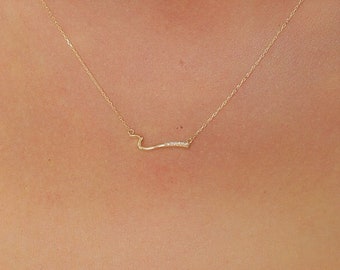 14K Gold Geometric Necklace/Diamond Stone Gold Necklace for Women/ Minimalist Necklace/ Tiny Geometric Necklace for Women/Gift For Woman