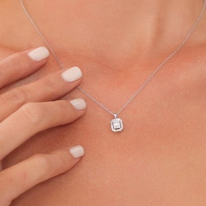 14K Gold Diamond Necklace / Solid Gold Dainty Baguette Cut Necklace / 14K Dainty Necklace For Women / Birthday Gifts for Women/ Gift For Her