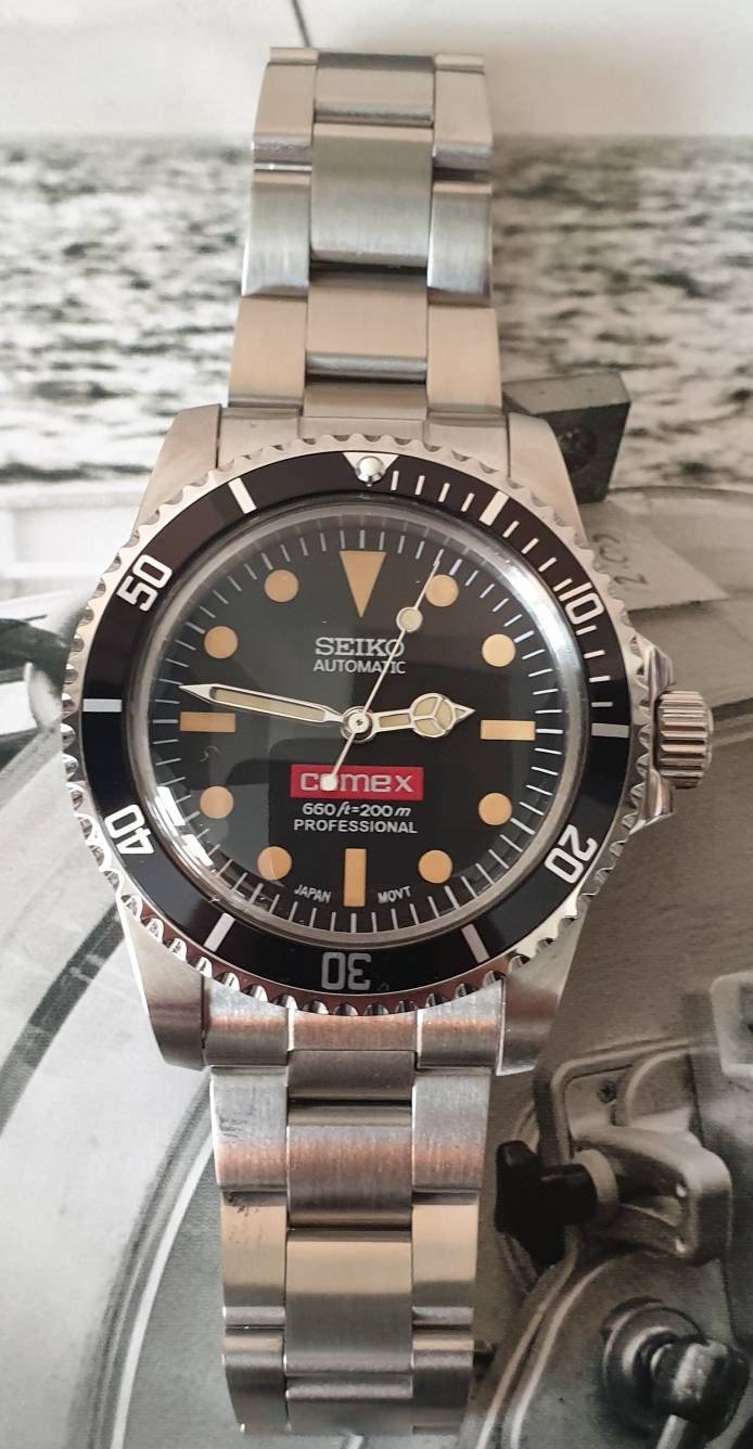 Seiko Submariner Vintage Mod Watch Red Comex - Etsy