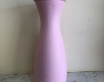 Pastel Pink Vase , Textured Painted Glass Vase , 25cm Vase , Pink Home Decor ,