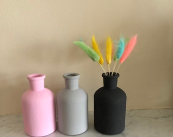 Small bottle Vase, 3 Colour Choice Pink, Black , Grey