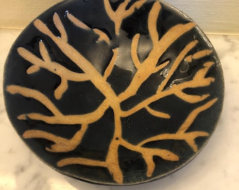 Blue  Coral Design Pottery  Bowl/Dish