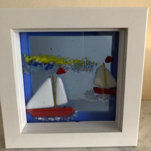 Fused Glass Picture , Sea Scene Picture , Fused Glass Art ,