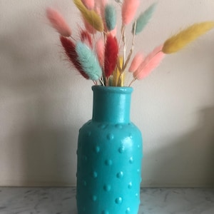 Meerblaue Keramik Vase. Handbemalt Blau, 15 cm Höhe, Hob Knob Effekt, House Warming Geschenk