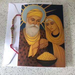 Biglietto Guru Nanak, biglietto Rakhi Sikhismo con Rakhi, biglietto Raksha Bhandan, biglietto per fratello, biglietto per sorella, regali Sikhismo.