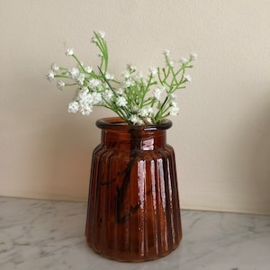 Ribbed Glass, Amber Vase,Ribbed Glass Vase, Honey Coloured Vase , table decor , home decor
