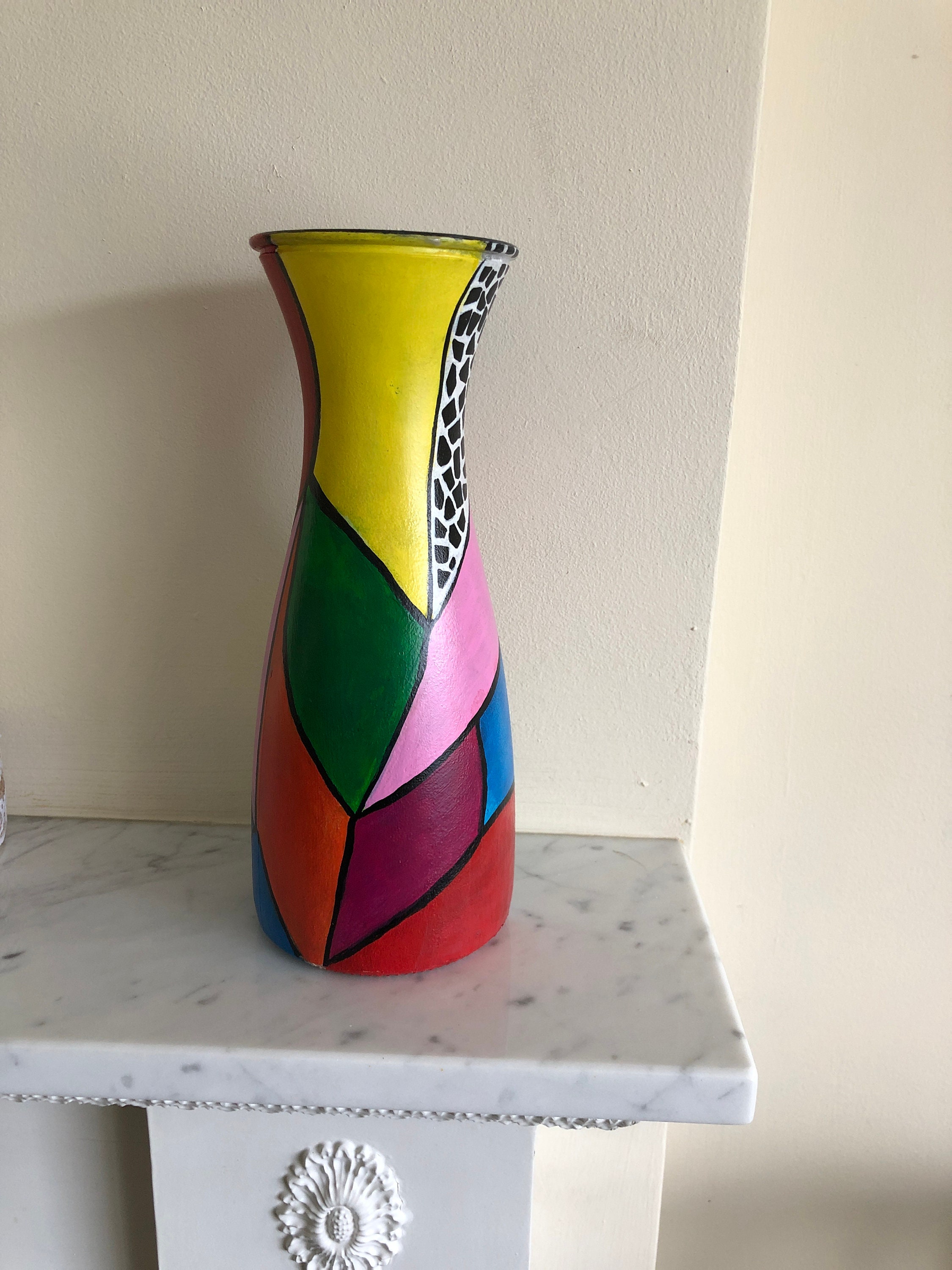 Vase Abstract Art Abstract Art hand Painted Vase Birthday Etsy