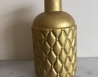 Gold Hand-Painted Textured Glass Vase