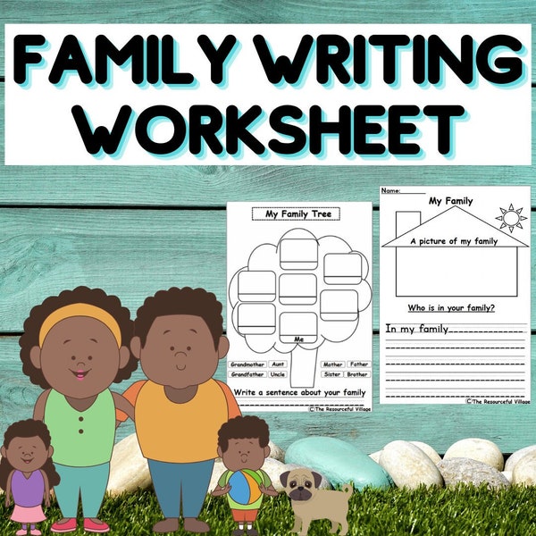 Kindergarten My Family Writing Worksheet - Family Tree Worksheet - All About Family - Family Tree Writing Activity - Family Words Worksheet