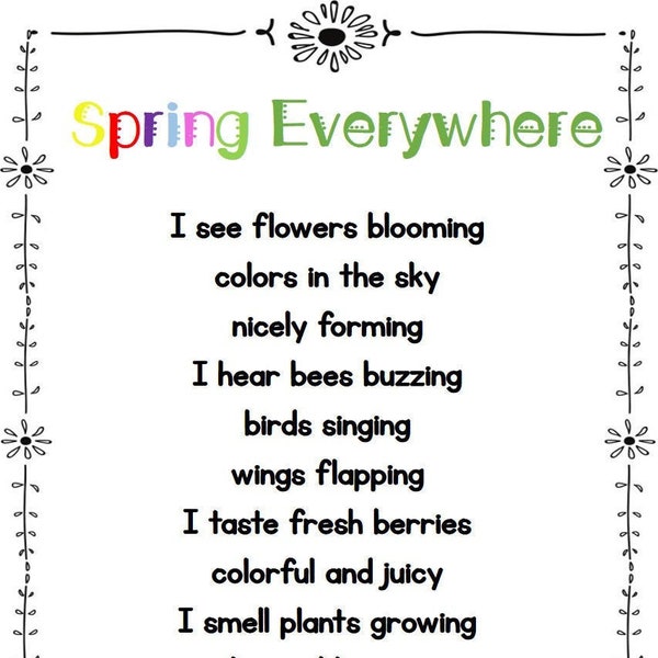 Spring Poem for Kids - Ing Ending Poem - Senses Poem