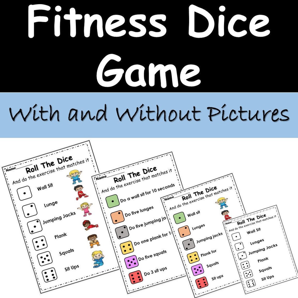 Roll The Dice Exercise Fitness Game Physical Education PE Etsy