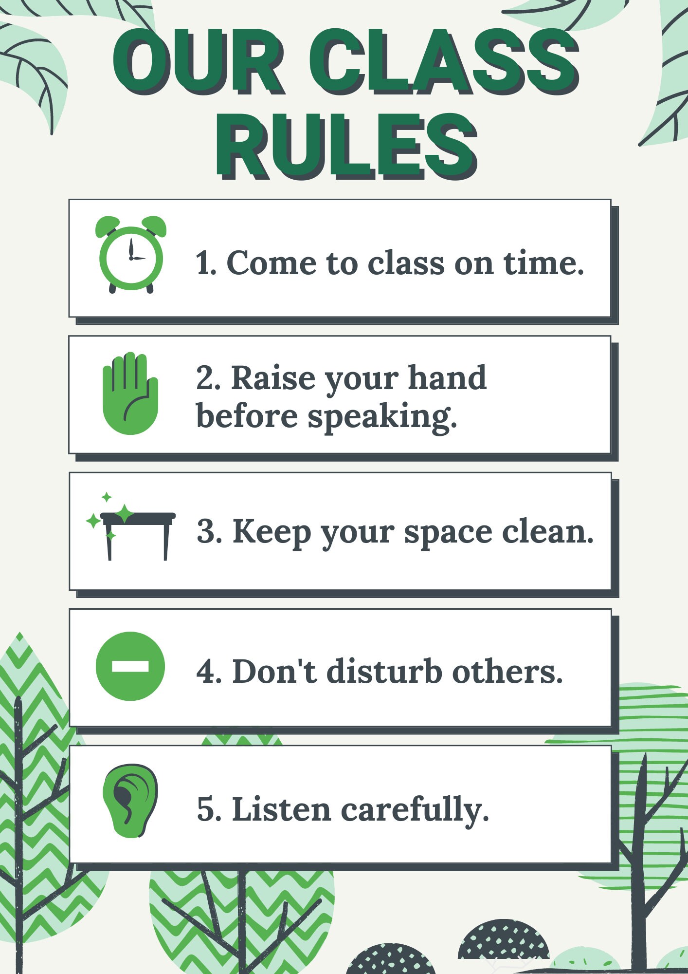 Class Rules Classroom Rules Kindergarten Class Rules Back to School ...