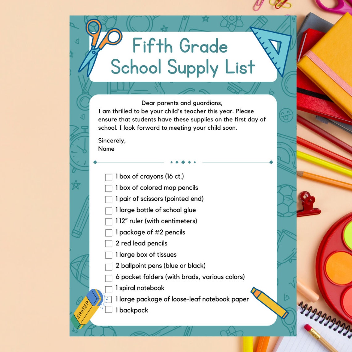 EDITABLE School Supplies Checklist Stationery Checklist Etsy