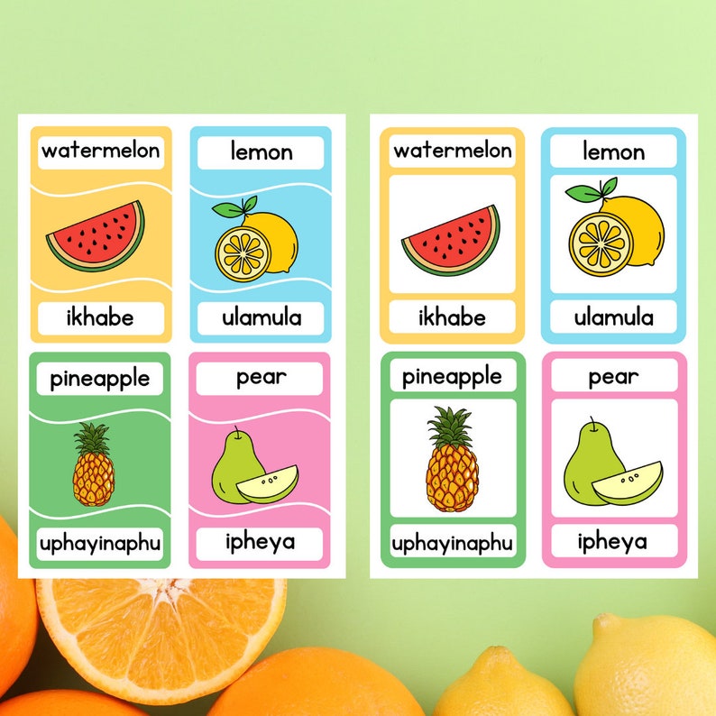 Isizulu Flashcards Zulu Flashcards Fruits Flashcards Etsy Ireland