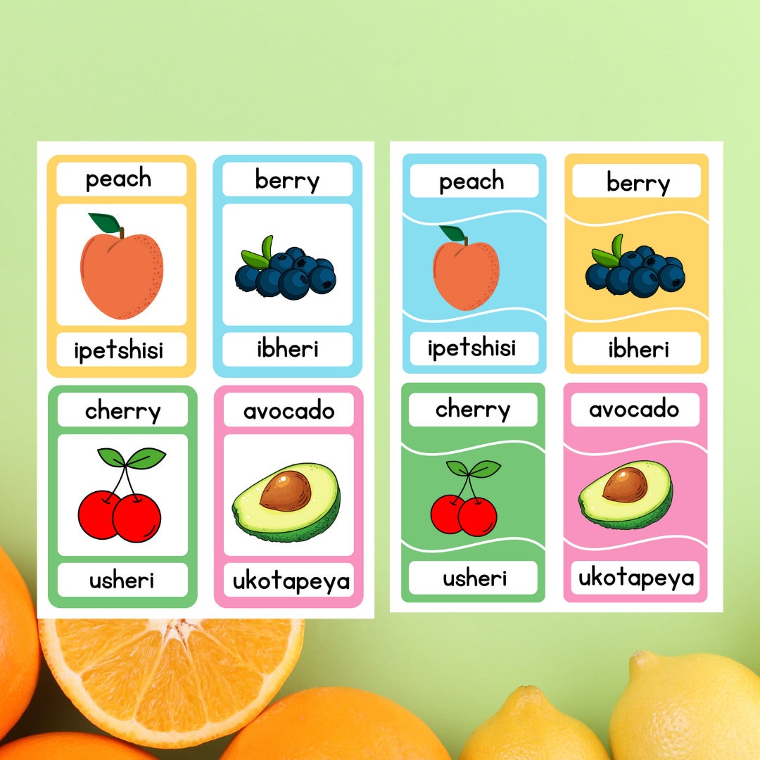 Isizulu Flashcards Zulu Flashcards Fruits Flashcards Word Study