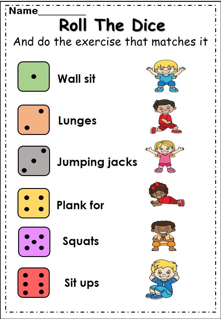 Roll The Dice Exercise Fitness Game Physical Education PE Etsy