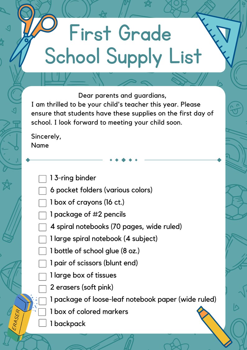 EDITABLE School Supplies Checklist Stationery Checklist Etsy
