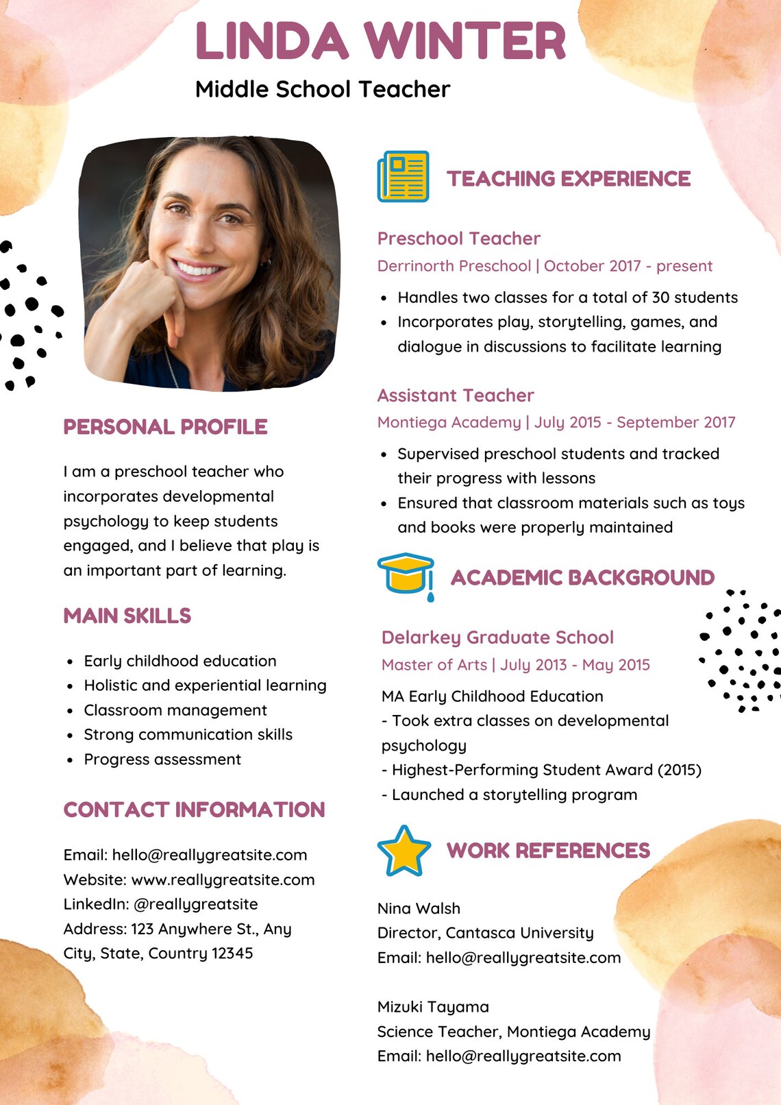 TEACHER RESUME Resume TEMPLATE Digital Downloadable Teacher Etsy Ireland