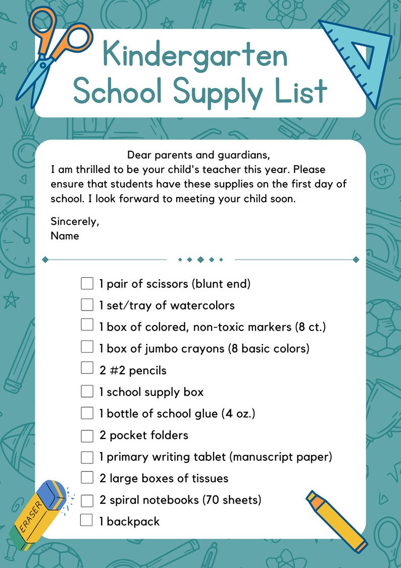 Buy EDITABLE School Supplies Checklist Stationery Checklist Online in