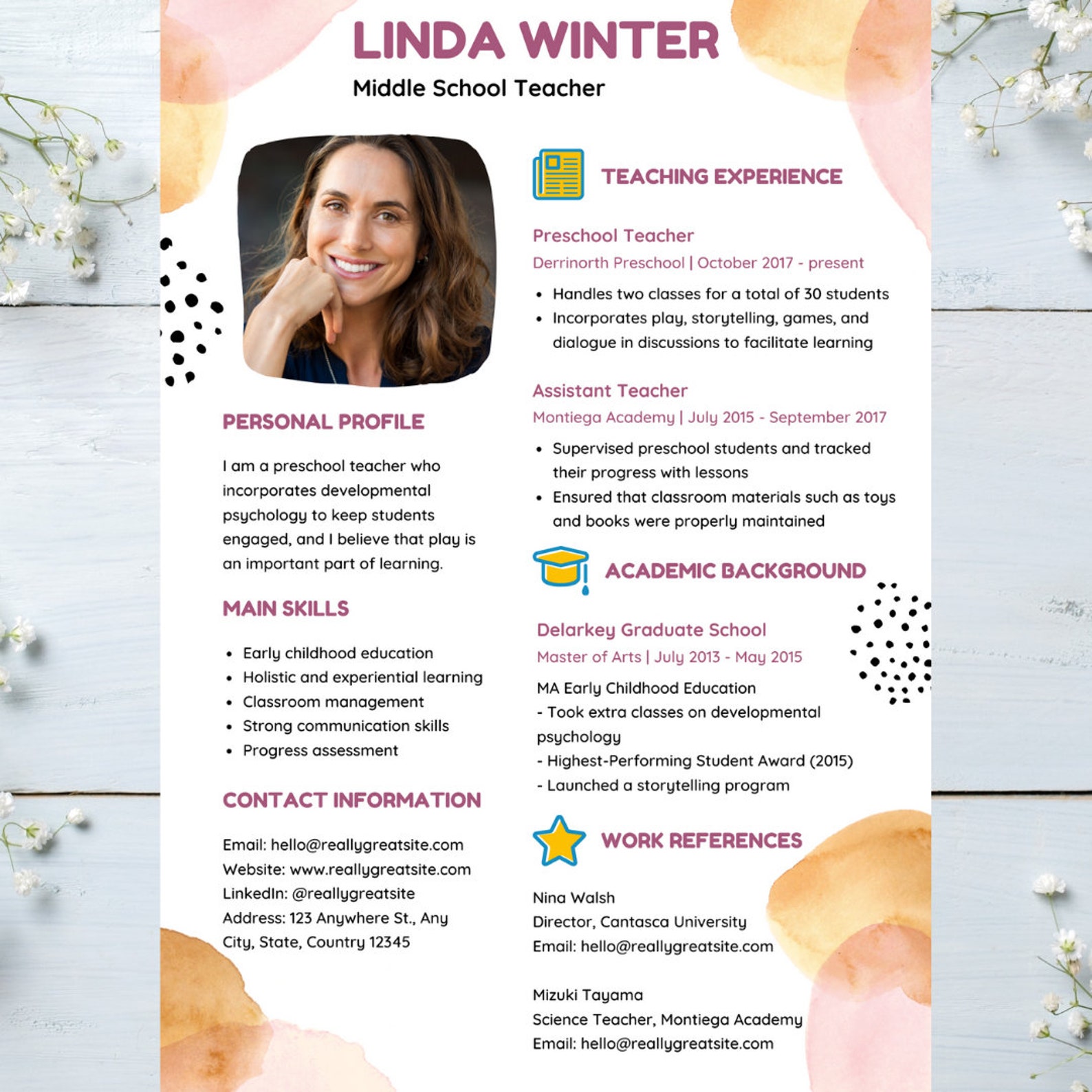 creative resume for teacher