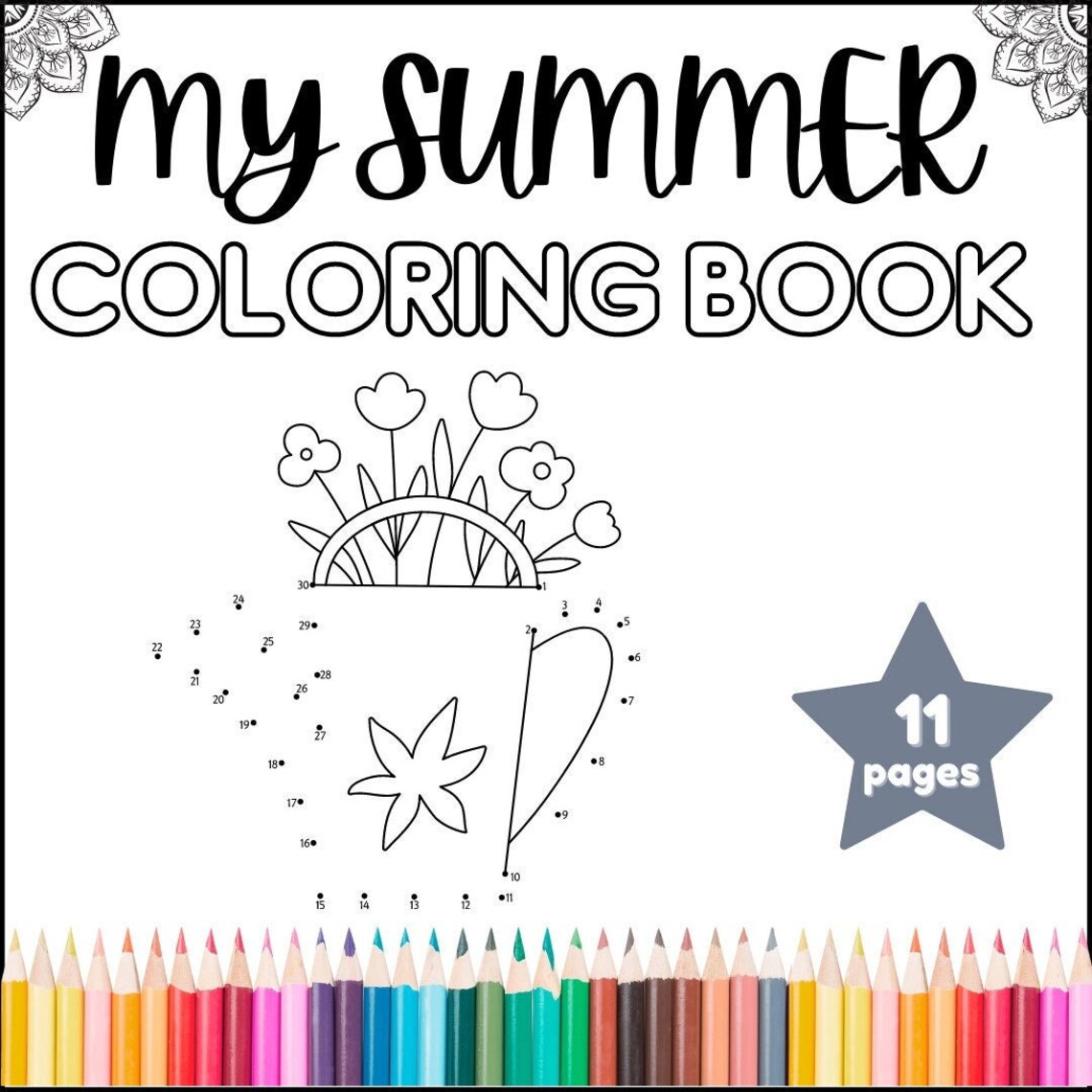 Dot to Dot Summer Coloring Pages Summer Coloring Book End - Etsy