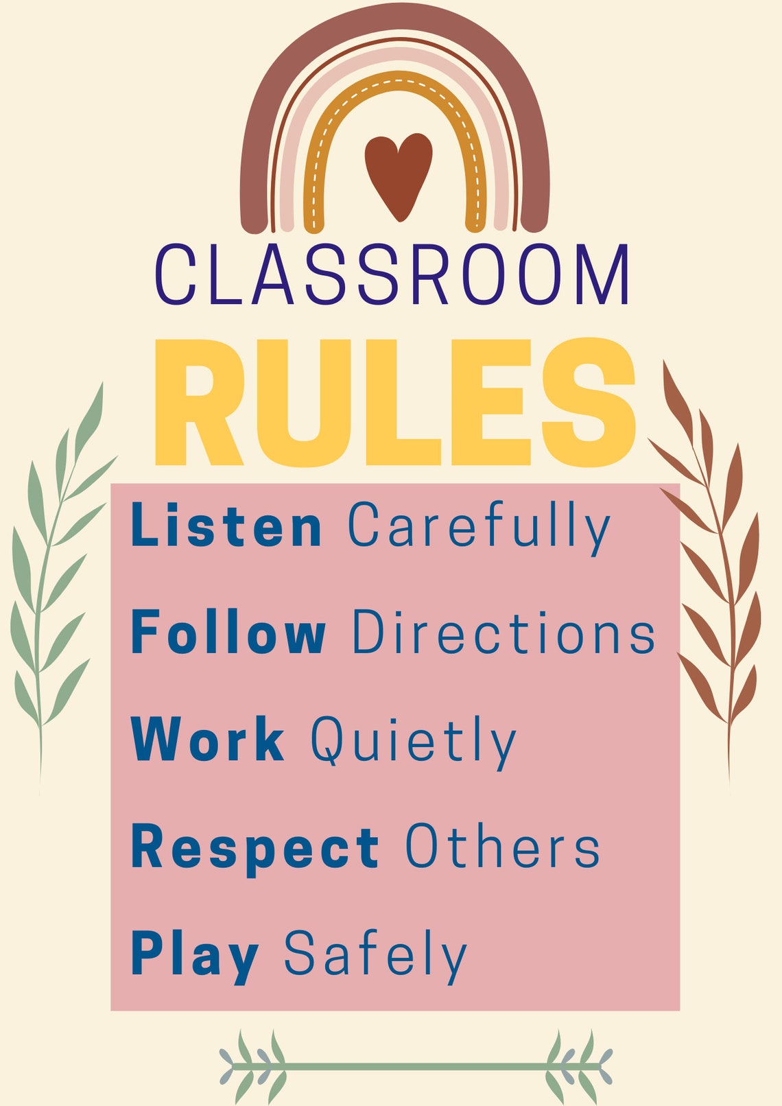 Class Rules Classroom Rules Kindergarten Class Rules Etsy