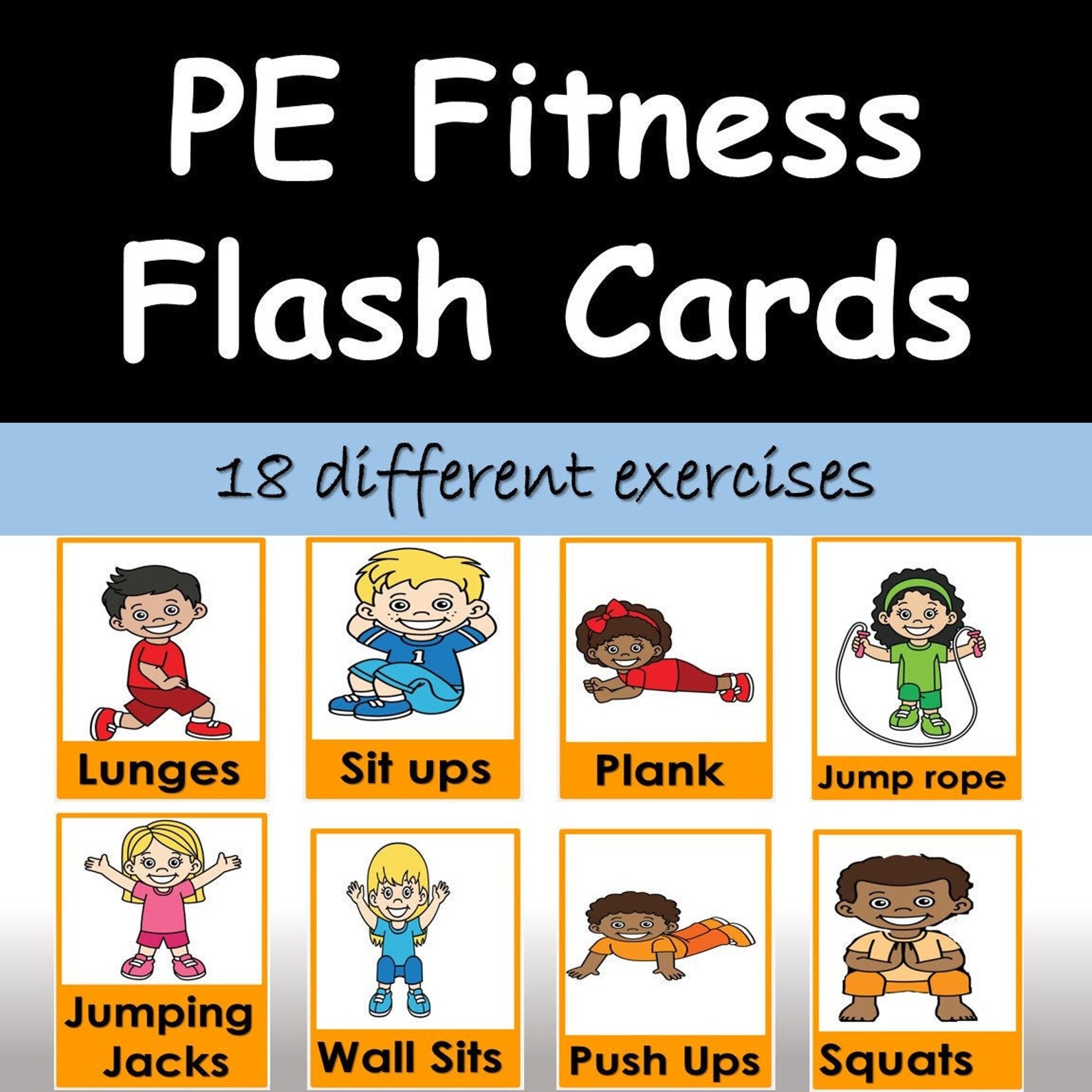 Physical Education Fitness Flashcards Action Cards Etsy UK