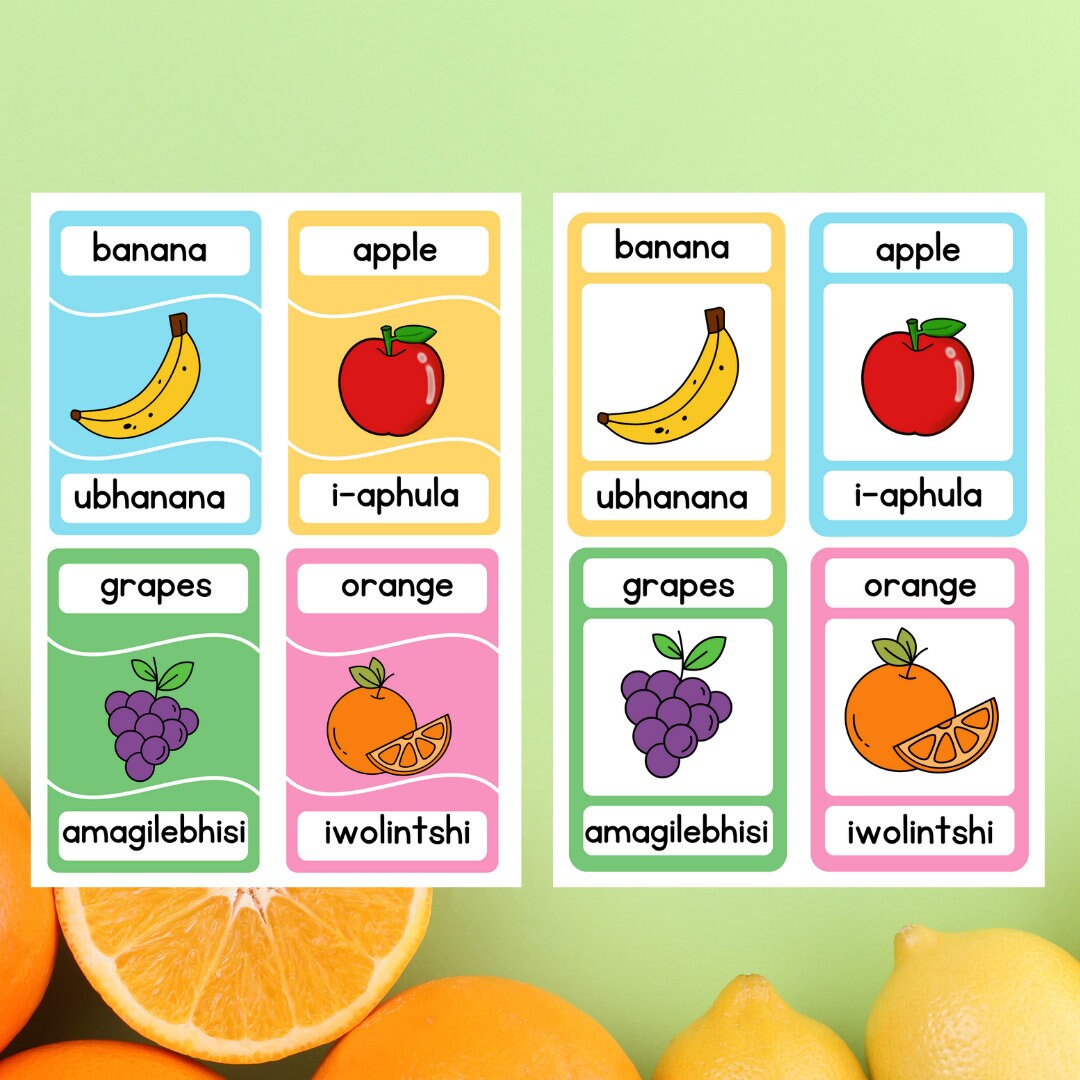 Isizulu Flashcards Zulu Flashcards Fruits Flashcards - Etsy