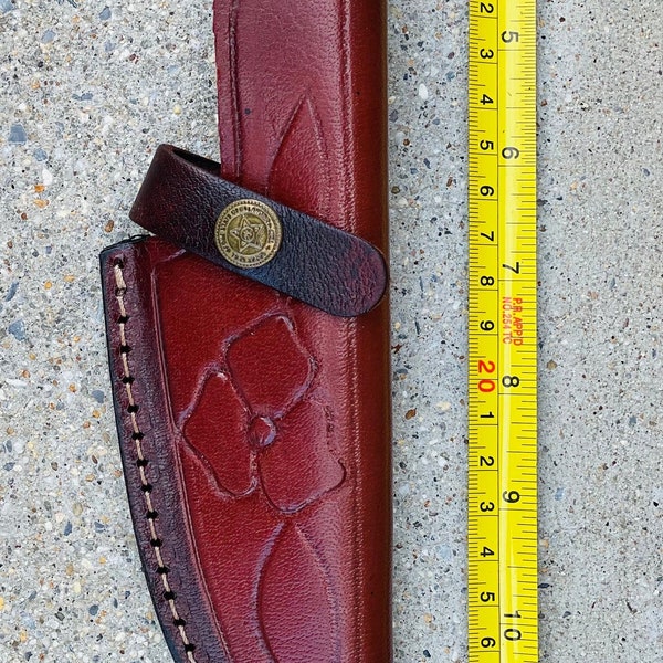 Hand Engraved Leather sheath for fixed blade knife