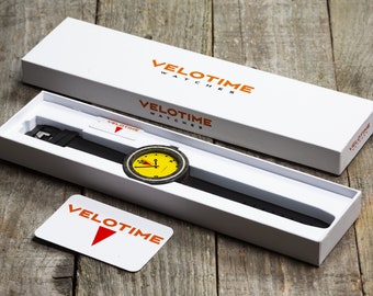 Velotime Evolution Carbon wristwatch. Yellow with Black strap