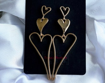 Gold Heart Drop Earrings