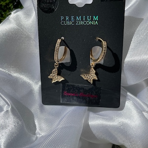 Small 14K Gold Plated Butterfly Huggie Earrings