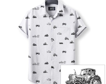 Patrón de icono de tractores Camisas con botones para agricultores