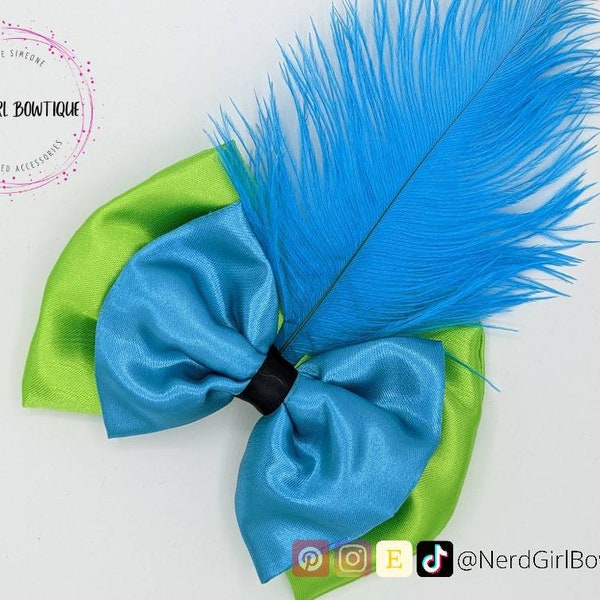 Drizella inspired Hair bow for Disney Bounding, Cosplay, Dapper Day- Stepsister inspired, Fabric bows with ribbon & feather accents