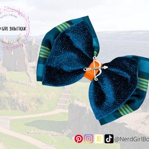 Merida inspired Hair bow for Brave Disney Bounding, Cosplay, Dapper Day made with Tartan inspired Satin, velvet, arrow and ribbon accent