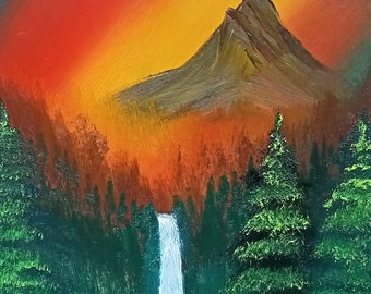 Nature's Cascade – Original Oil Painting – Waterfall Landscape Wall Art