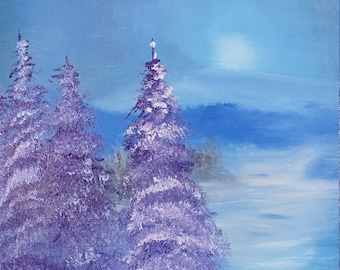 Winter Landscape – Oil Painting on Canvas – Impasto Snow Wall Art