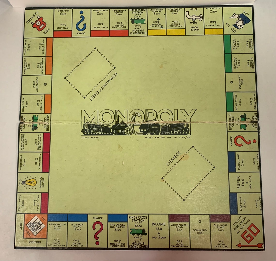 1961 Monopoly Board Great Britain Etsy