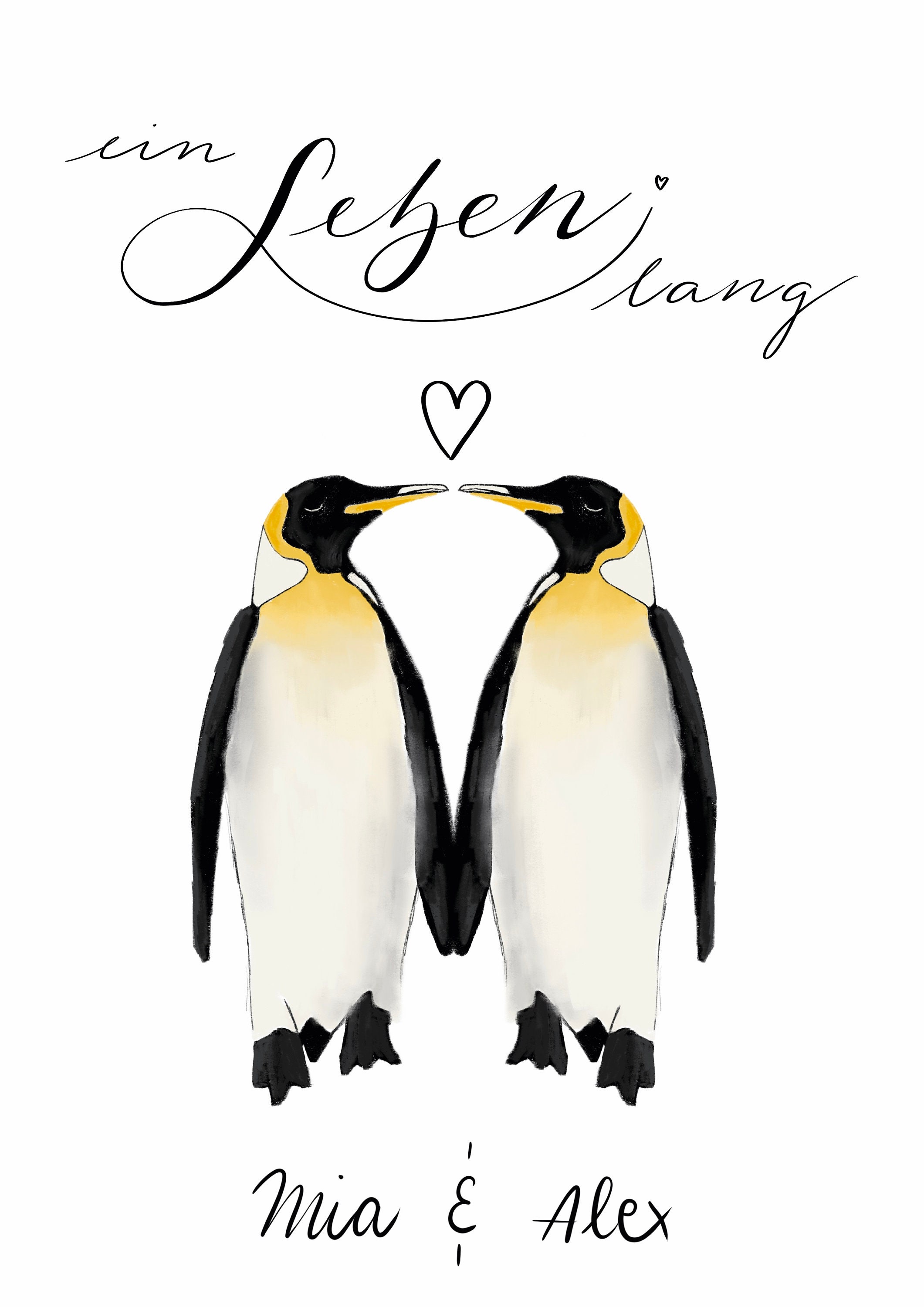 Hochzeit Karte Glückwunschkarte Pinguine ein Leben lang Etsy