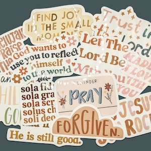 12 Retro Boho Stickers | Faith Stickers | Vinyl Sticker | Christian Decals | Christian Sticker Bundle | Christian Sticker Pack