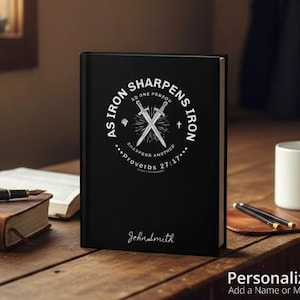 Iron Sharpens Iron Journal, Personalized Proverbs 27:17 Notebook, Christian Spiritual Growth Prayer Gift