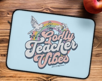 Godly Teacher Vibes - Christian Laptop Sleeve, Tablet Sleeve | Bible laptop case | Christian Back To School Gift | Christian Teacher Gift
