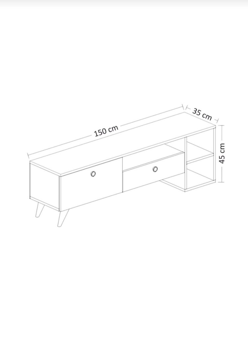 Walnut and Black Tv Unit /Black and wood color television Etsy