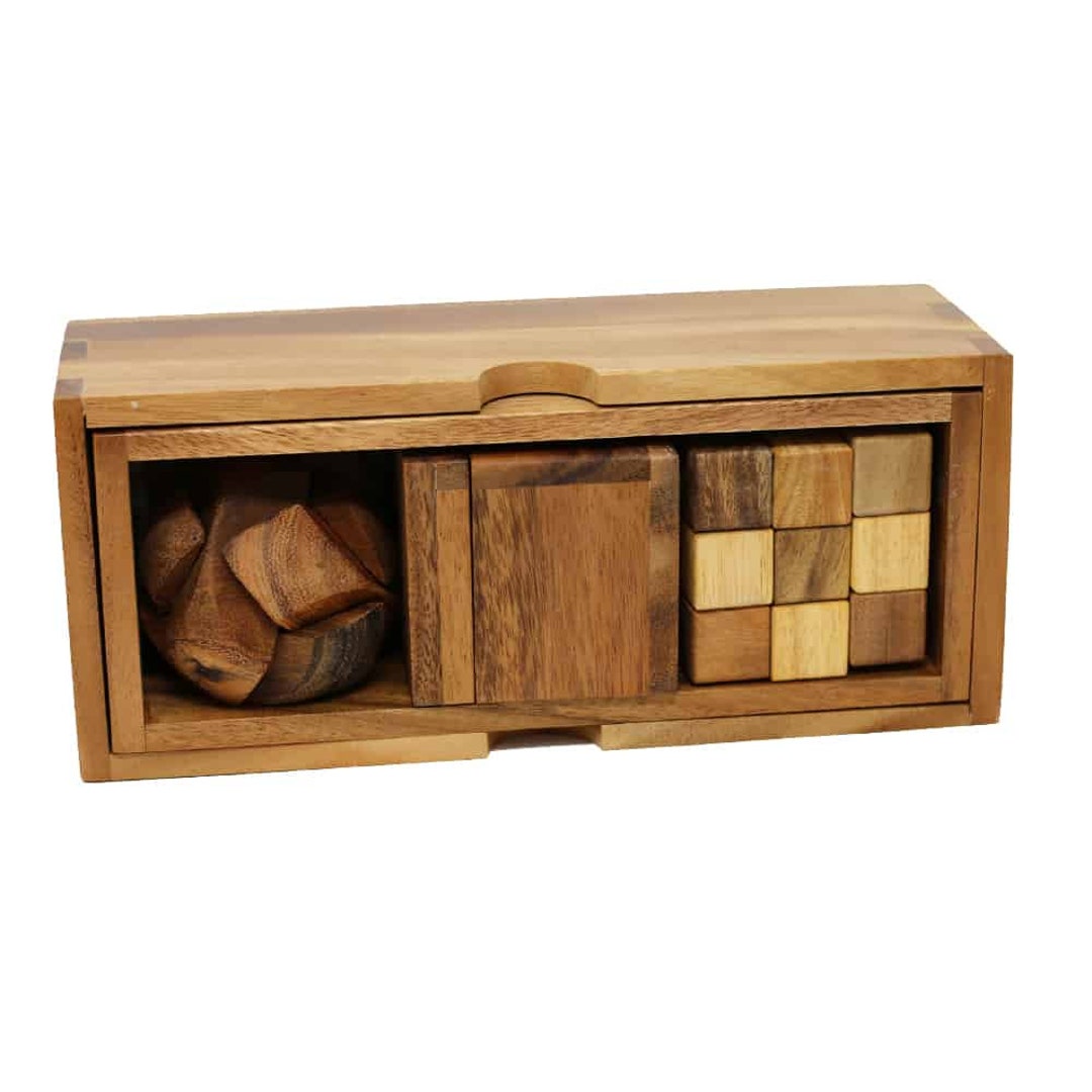 佐藤黒 木箱入り　なかむら　錫釜　の３本セット 3 Puzzle Gift Set - Large - Soccer Ball, Snake and Soma - Handmade