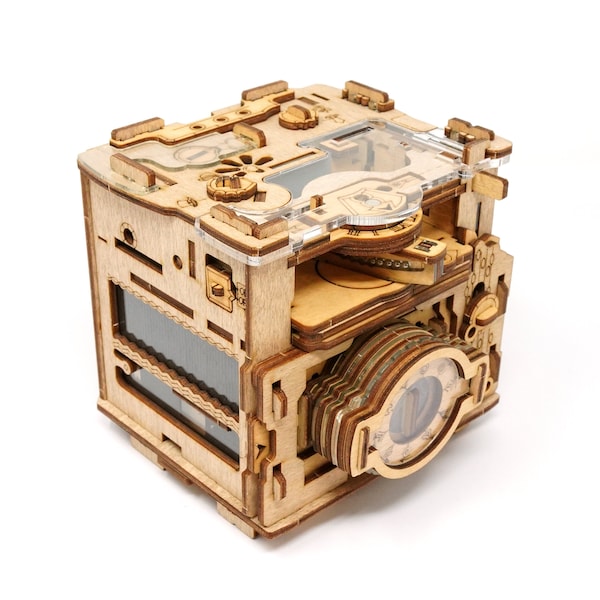 Cluebox - Sherlock's Camera Puzzle Box - Fun Multi Step Challenging Wooden Puzzle Box