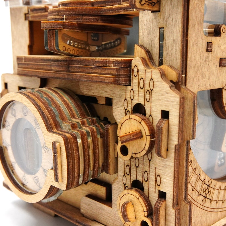 Cluebox Sherlock's Camera Puzzle Box Fun Multi Step Challenging Wooden Puzzle Box Etsy